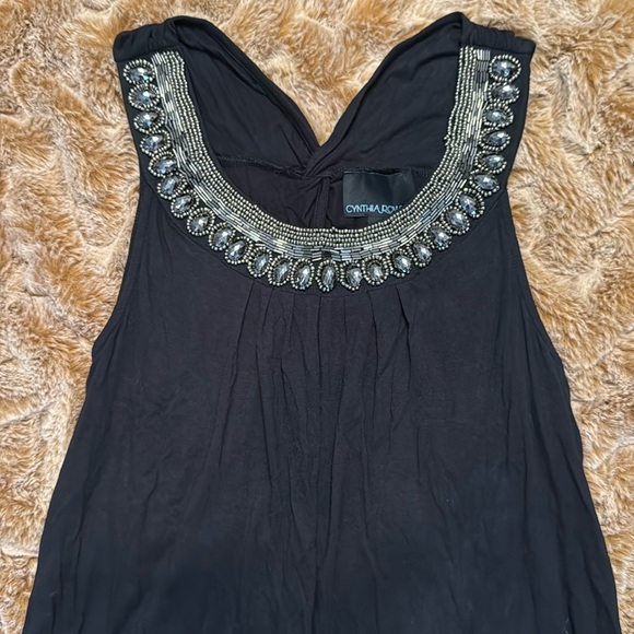 Cynthia Rowley Embellished Black Sleeveless Top size M - Picture 5 of 8